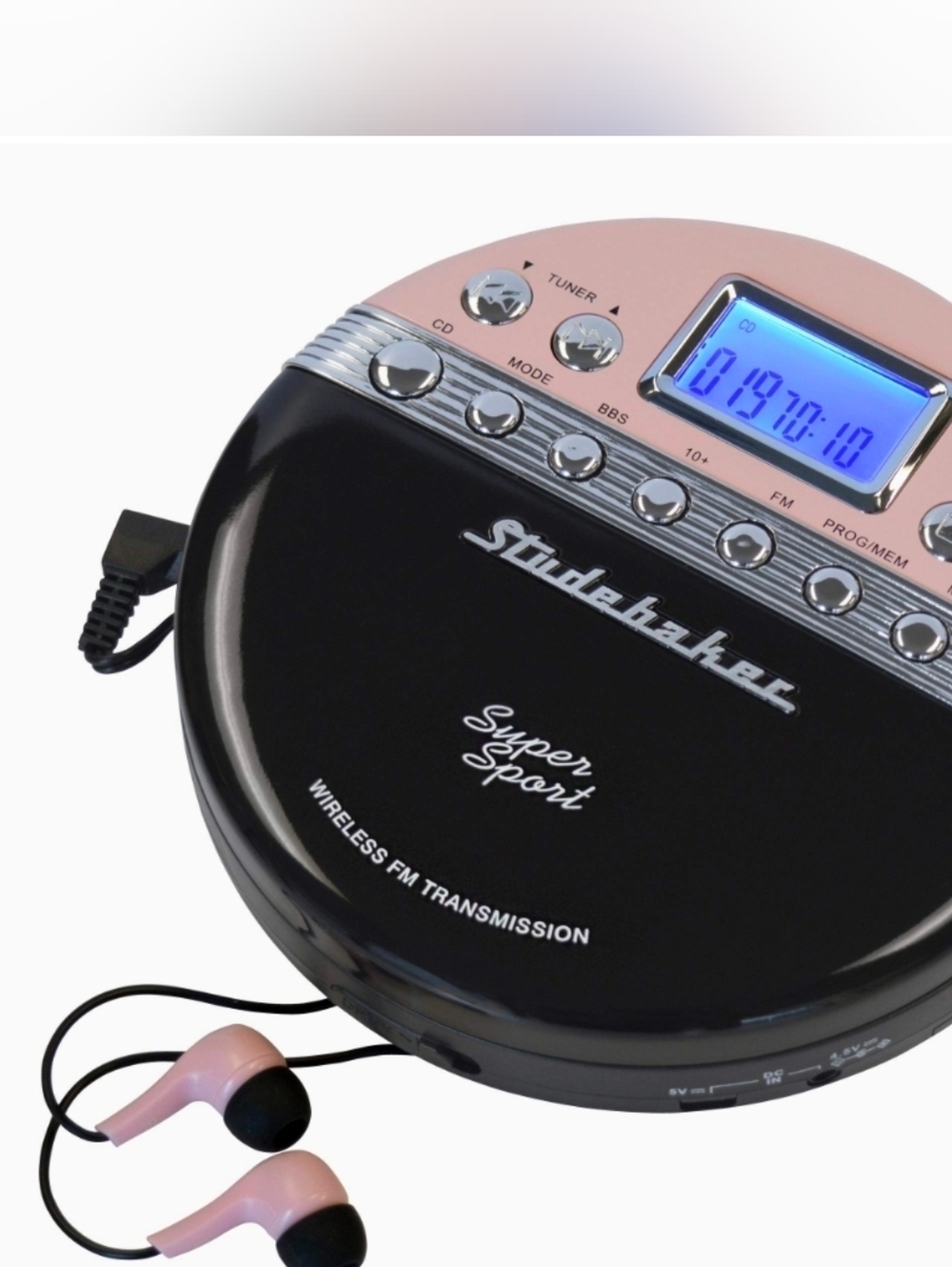 Super Sport Portable CD Player - Black & Pink